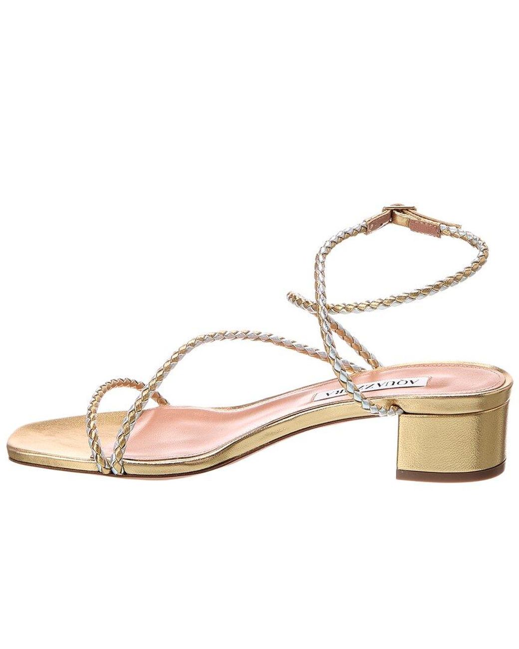 Aquazzura Metallic Luca 35 Leather Sandal
