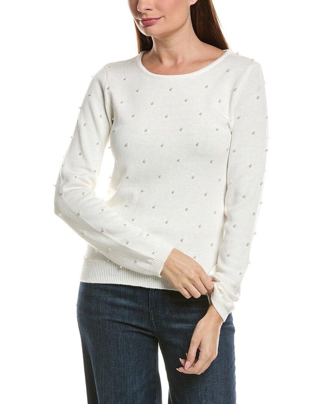 tyler boe White Pearl Wool-Blend Sweater