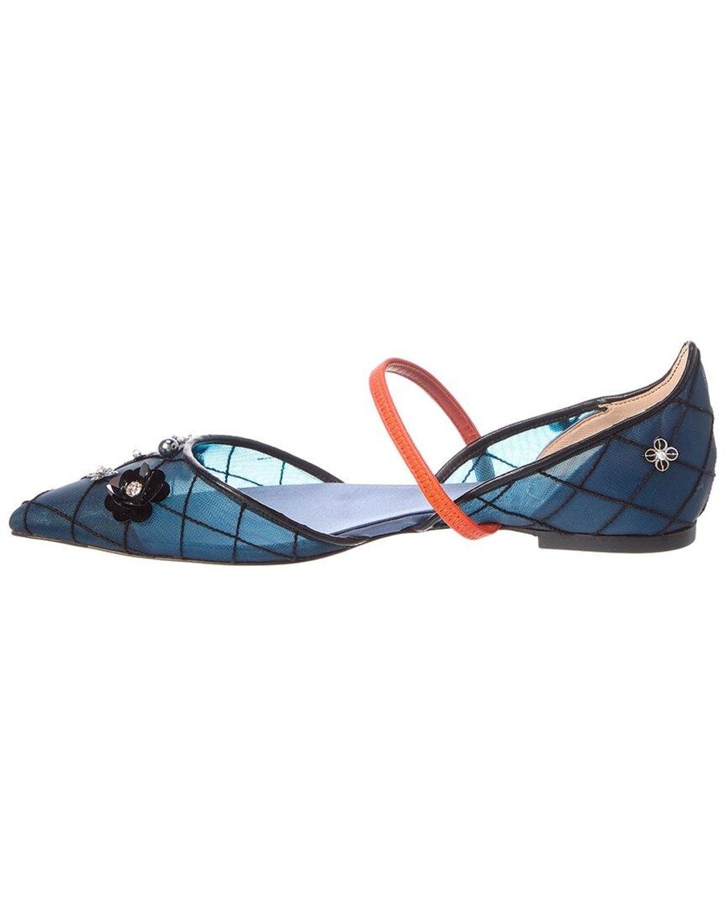 Roger Vivier Blue Mesh & Leather Flat