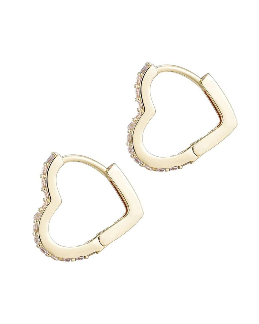 Adornia Metallic 14K Plated Cz Heart Hoop Earrings