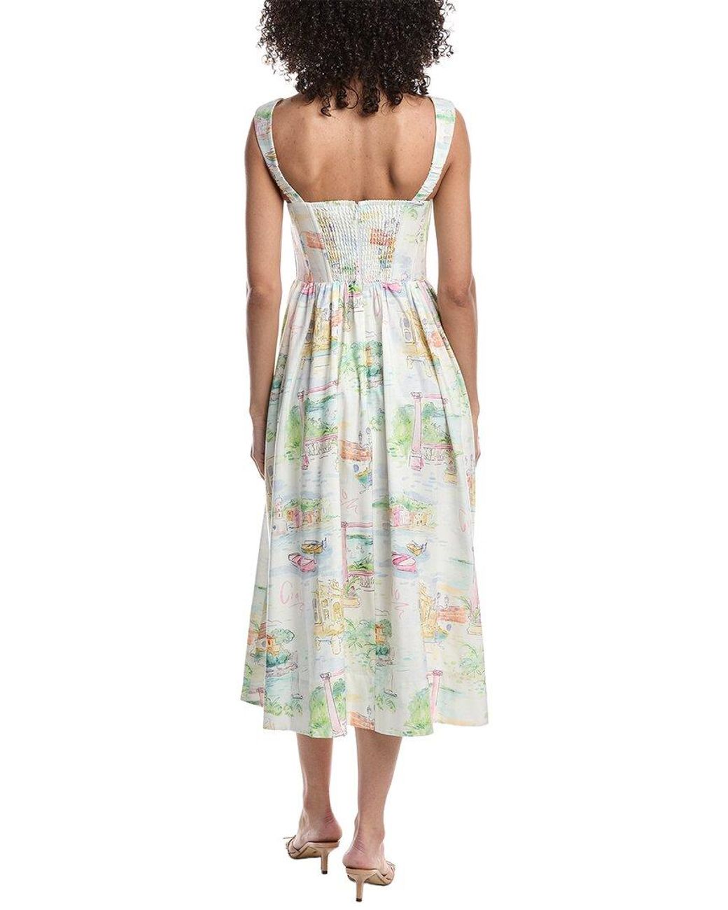 Yumi Kim Green Brigette Linen-blend Midi Dress