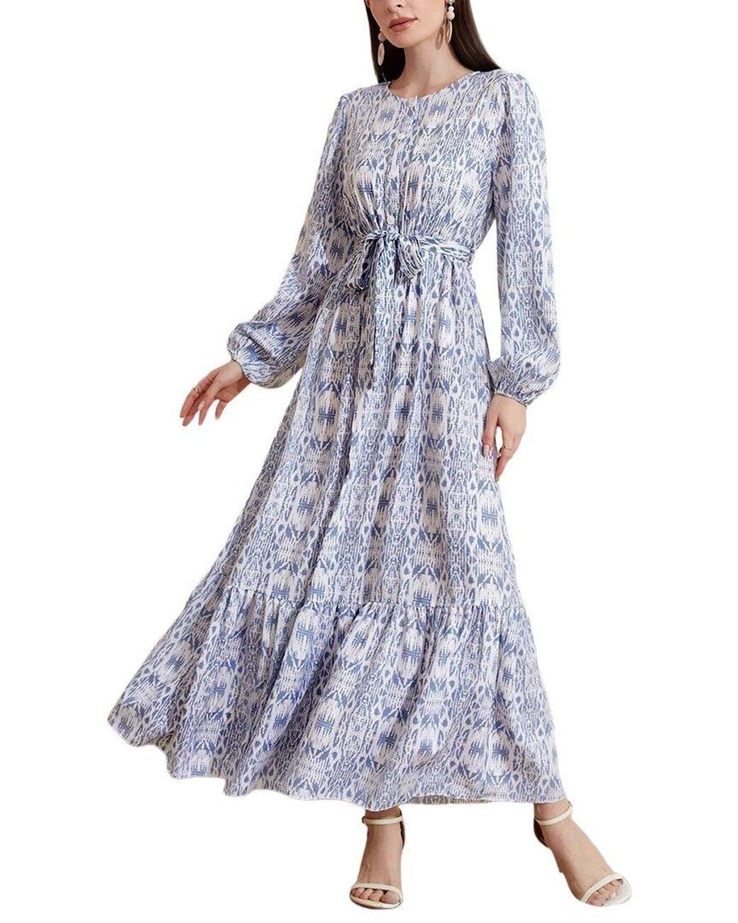 COLON DIANA Purple Print Maxi Dress