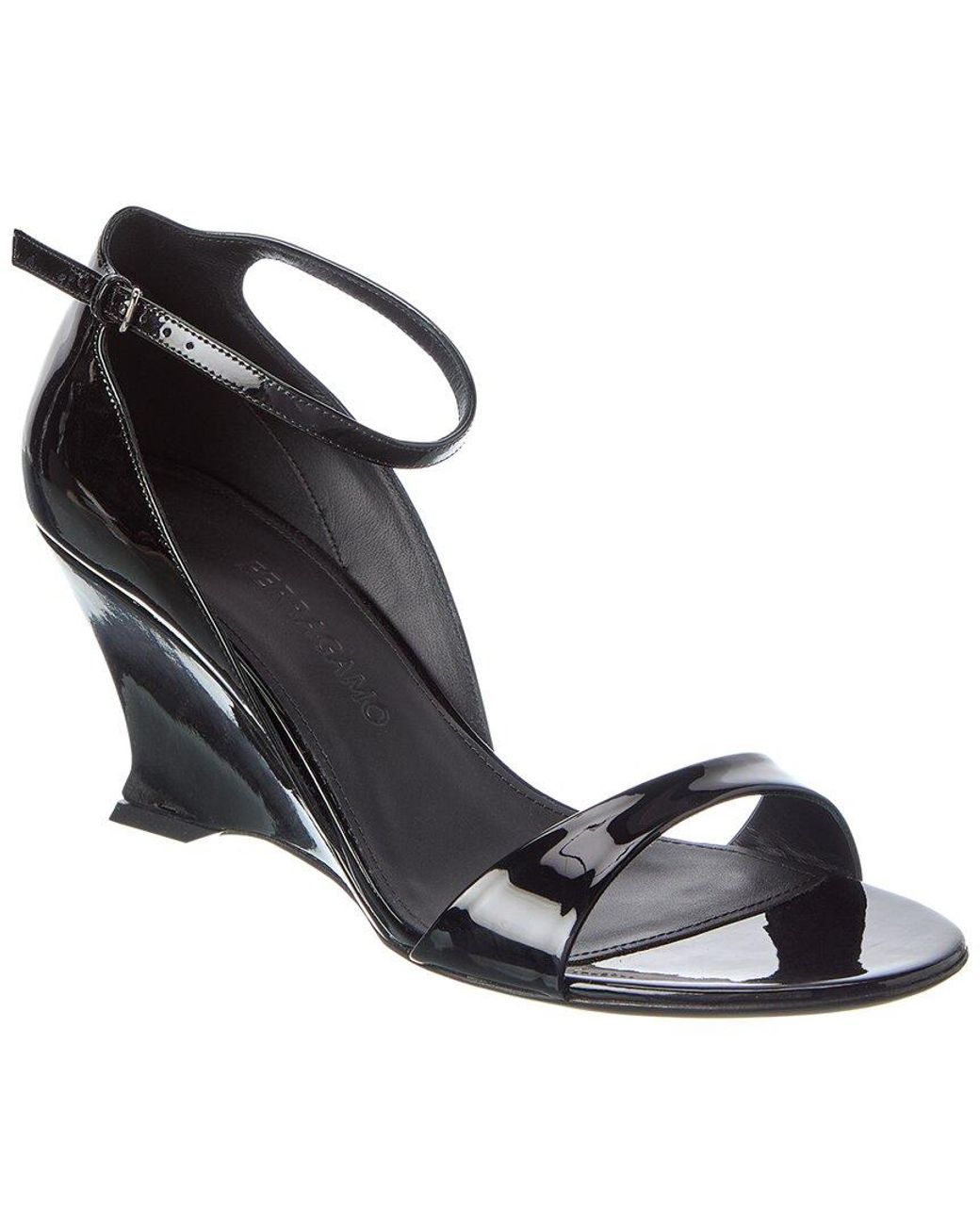 Ferragamo Black Vidette Patent Wedge Sandal