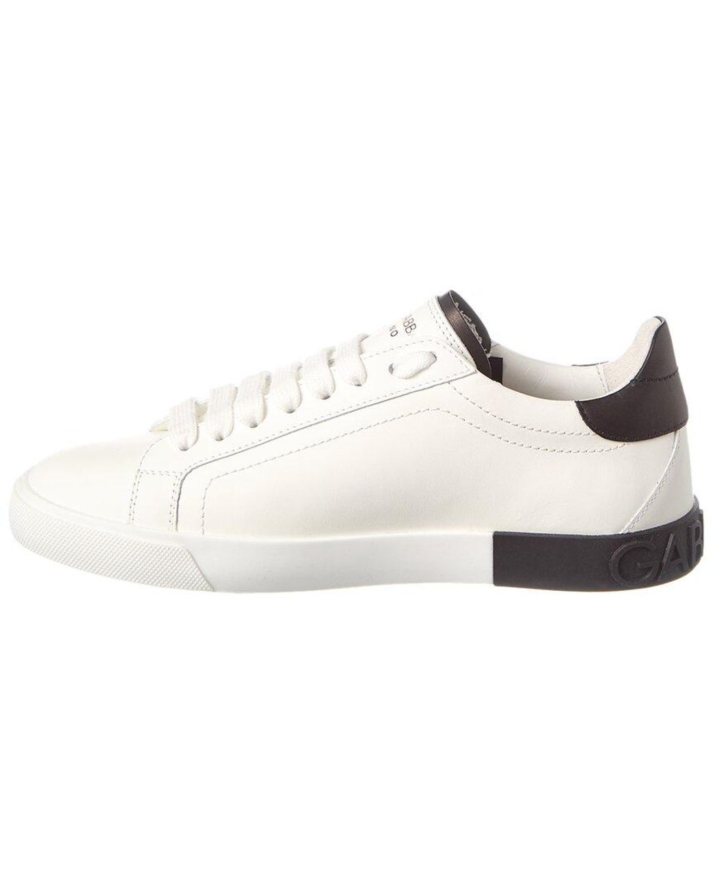 Dolce & Gabbana White Logo Patch Leather Sneaker for men