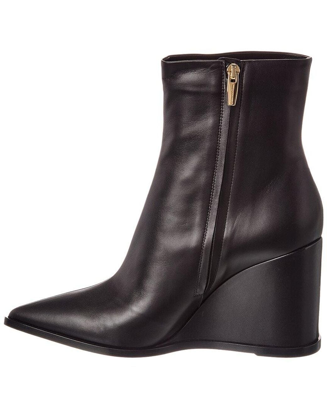 Gianvito Rossi Brown Hamnes 85 Leather Wedge Boot