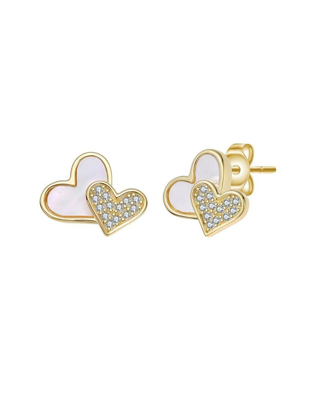 Genevive Jewelry Metallic Pearl Cz Stud Earrings