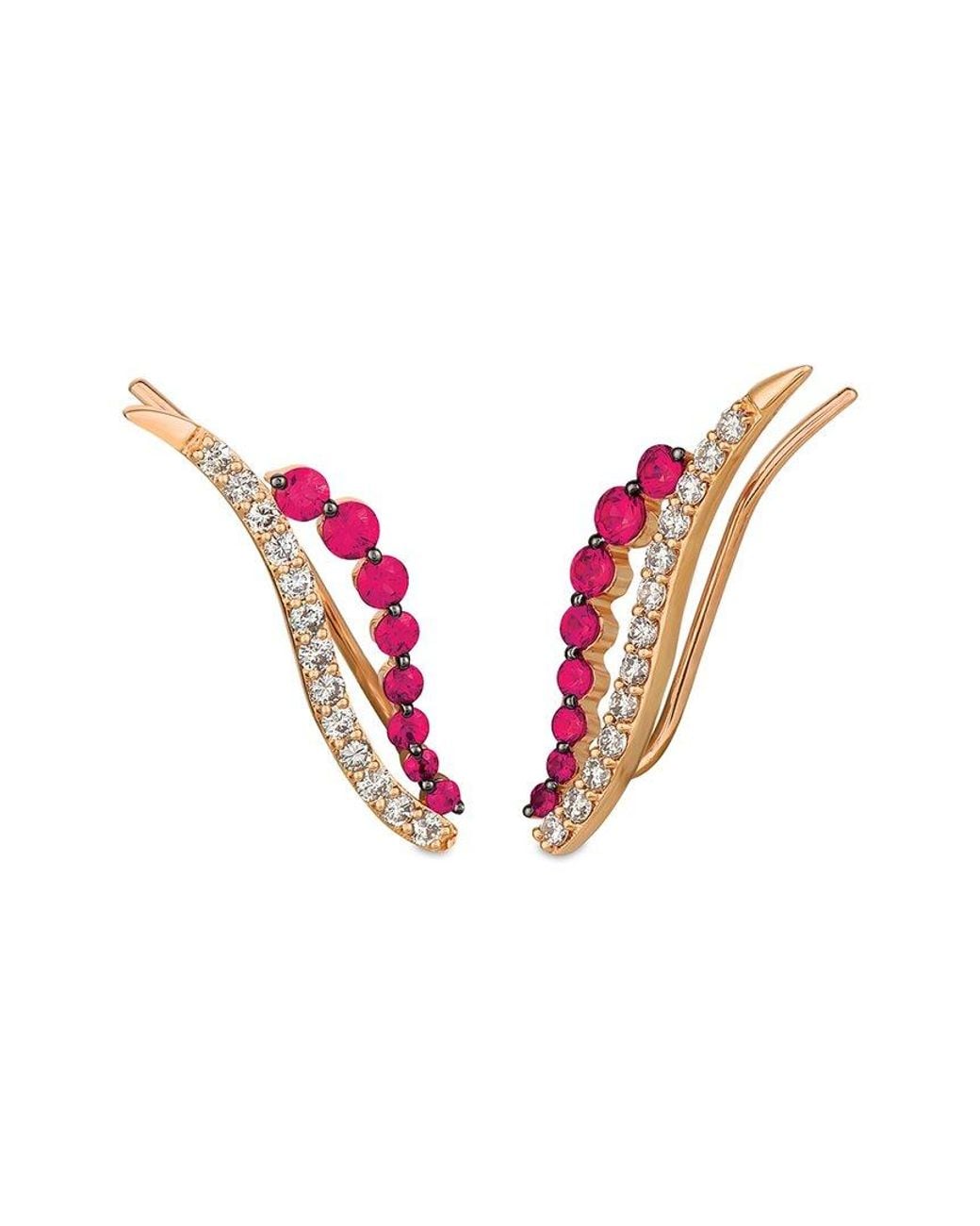 Le Vian Pink 14K Rose 1.24 Ct. Tw. Diamond & Ruby Ear Climber