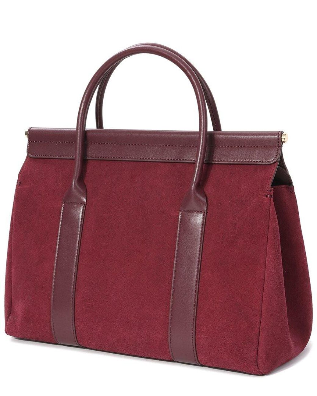 Tiffany & Fred Paris Red Suede & Leather Top Handle Satchel