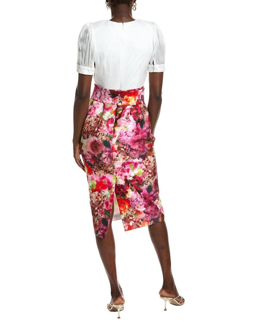 Badgley Mischka Red Mock Floral Skirt Dress