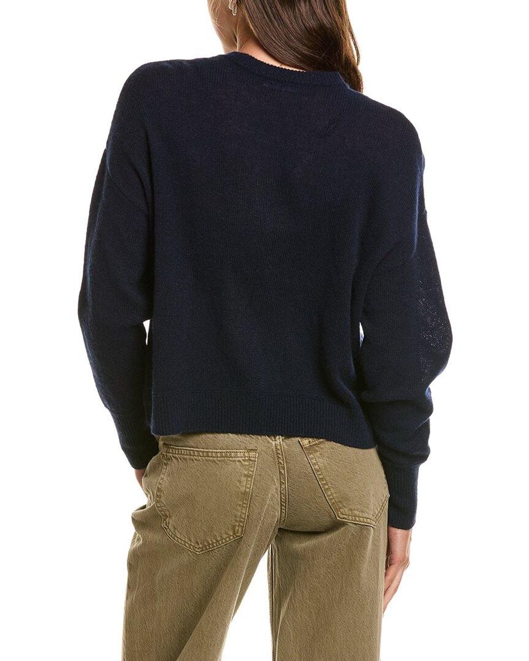 Hannah Rose Blue Drop Shoulder 100% Cashmere Cardigan