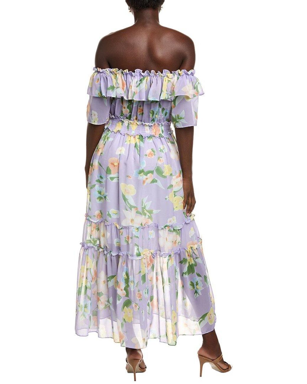 IPPONELLI Purple Off-The-Shoulder Midi Dress