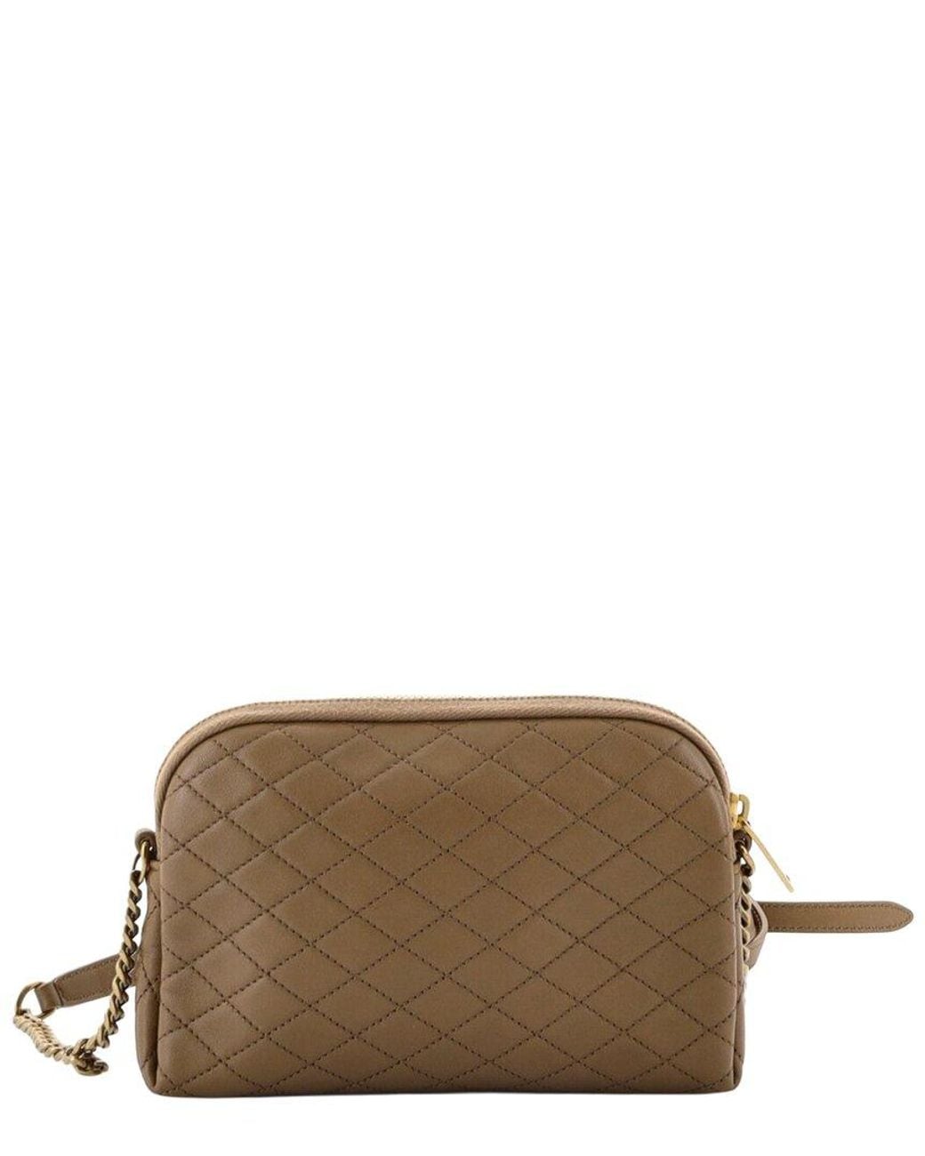 Saint Laurent Brown Quilted Leather Gaby Zipped Pouch Crossbody (Authentic Pre-Loved)