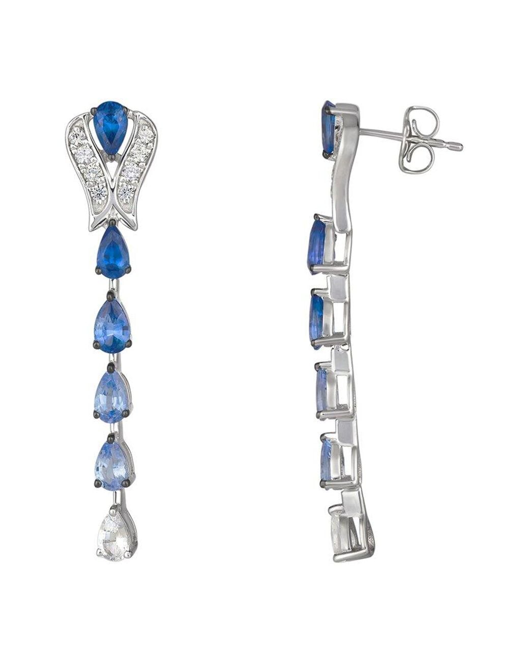 Le Vian White Celestial 14K 3.09 Ct. Tw. Sapphire Ombre, Sapphire Dangle Earrings