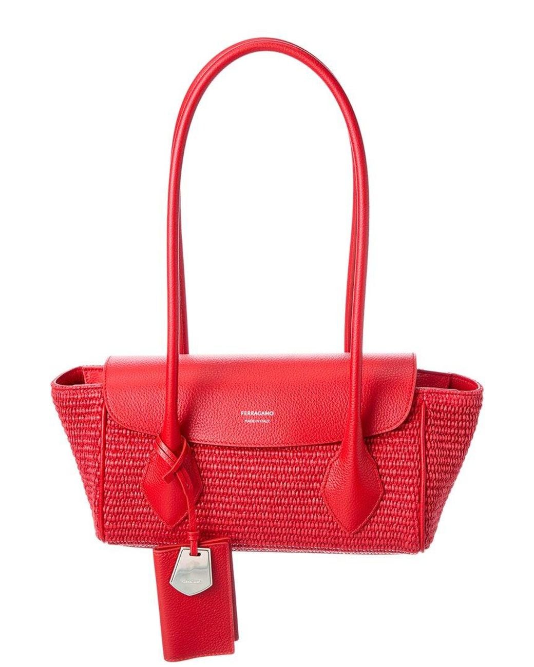 Ferragamo Red East/West Leather Tote