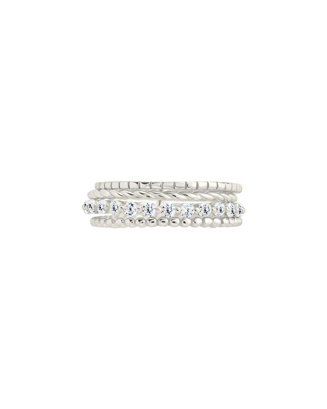 Sterling Forever White Cz Cassidy Layered Textured Ring