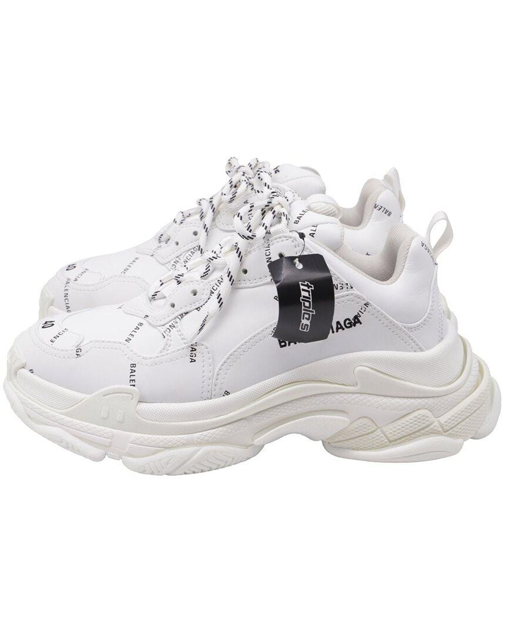 Balenciaga White Polyurethane Triple S All Over Logo Sneaker (Authentic Pre-Loved)