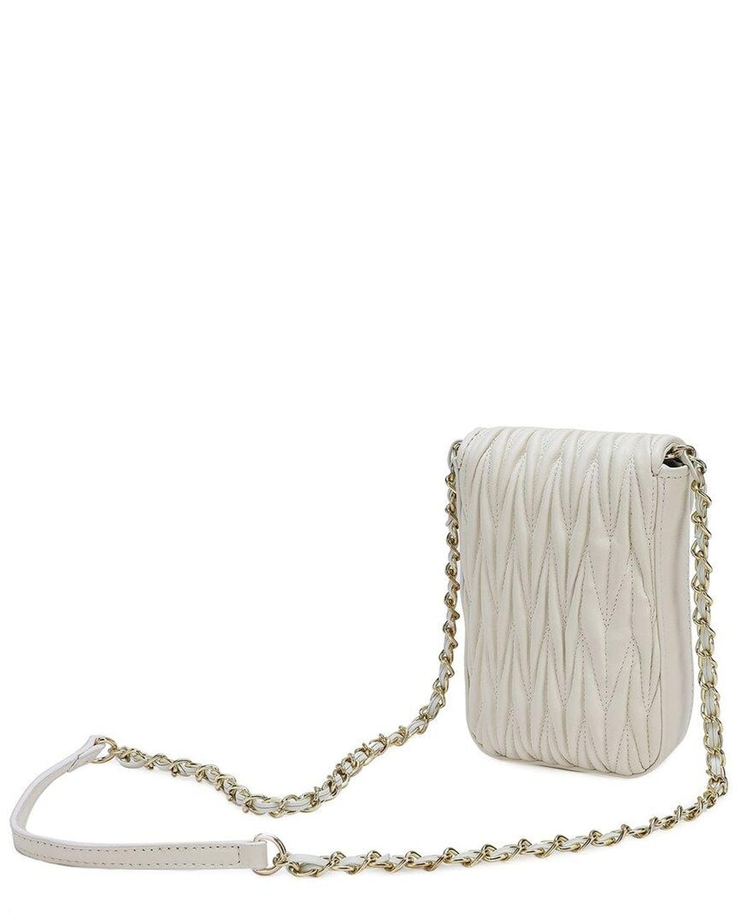 Tiffany & Fred Paris White Quilted Leather Phone Bag
