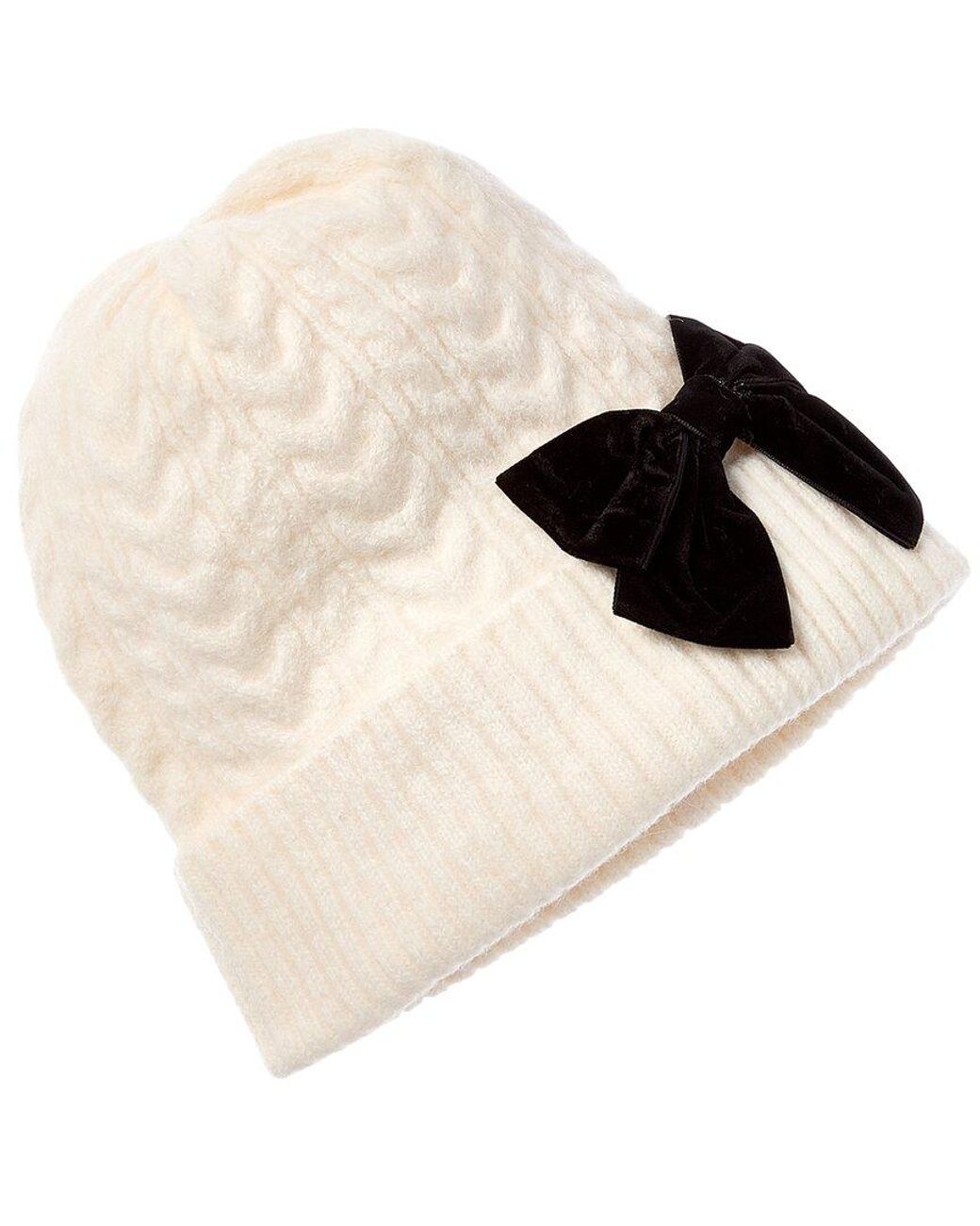 New Kate Spade Cable Knit Velvet Bow Beanie Hat Cream New Kate Spade Cable Knit Velvet Bow Beanie Hat Cream | eBay main image 4