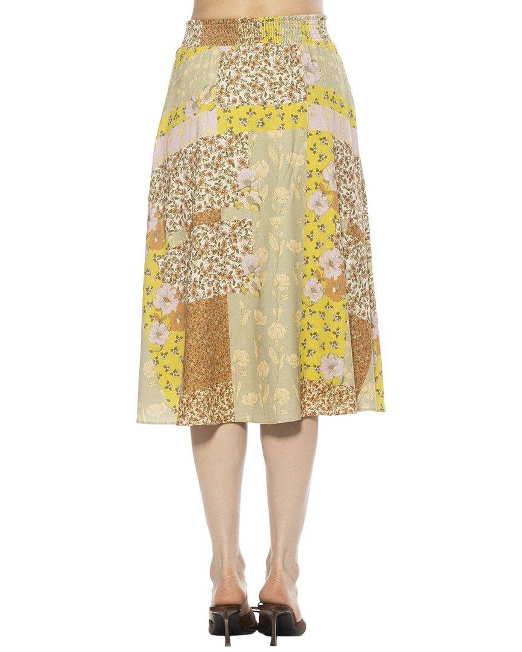 Alexia Admor Yellow Kliene Linen-Blend Skirt