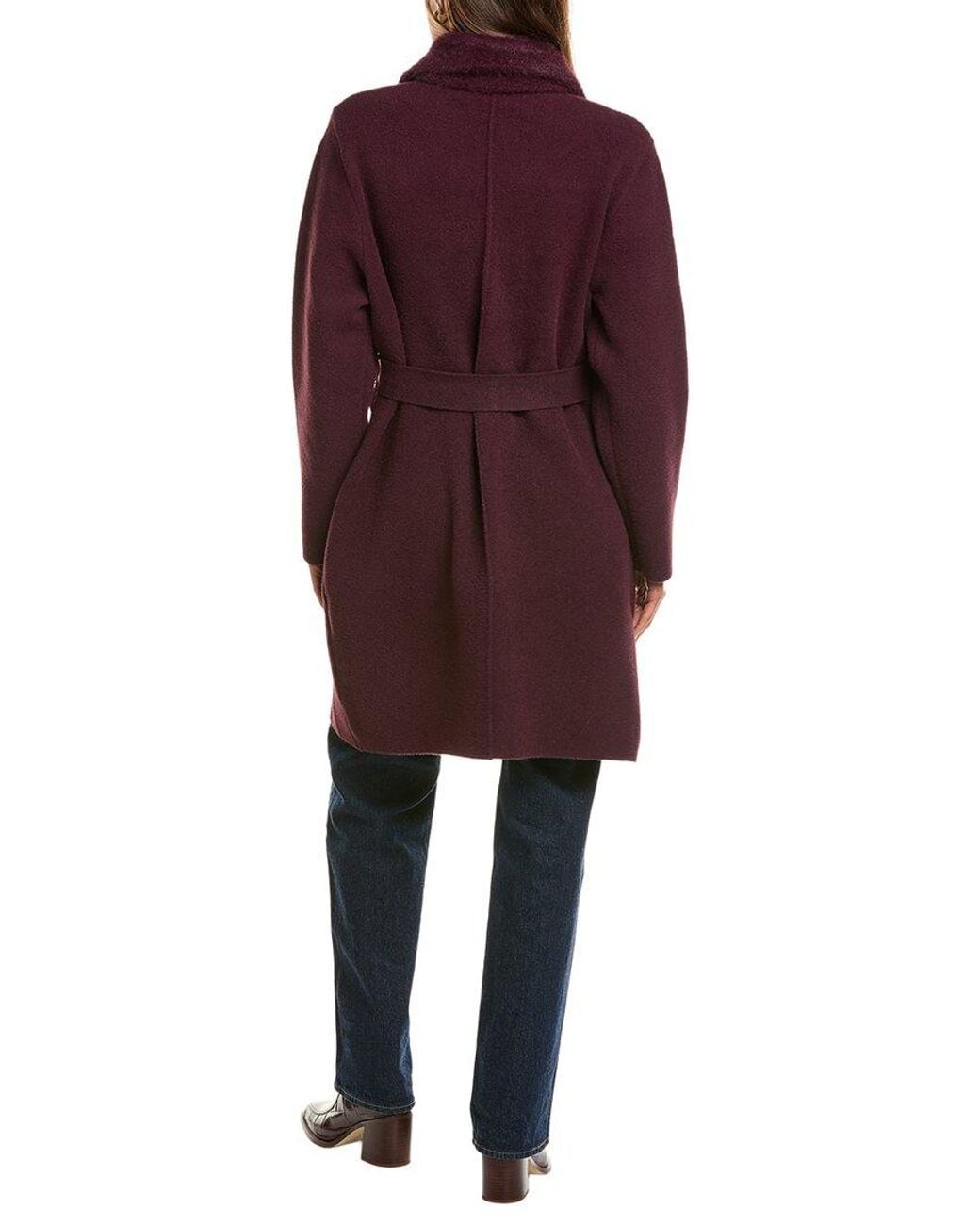 NVLT Red Faux Fur Eyelash Military Coat