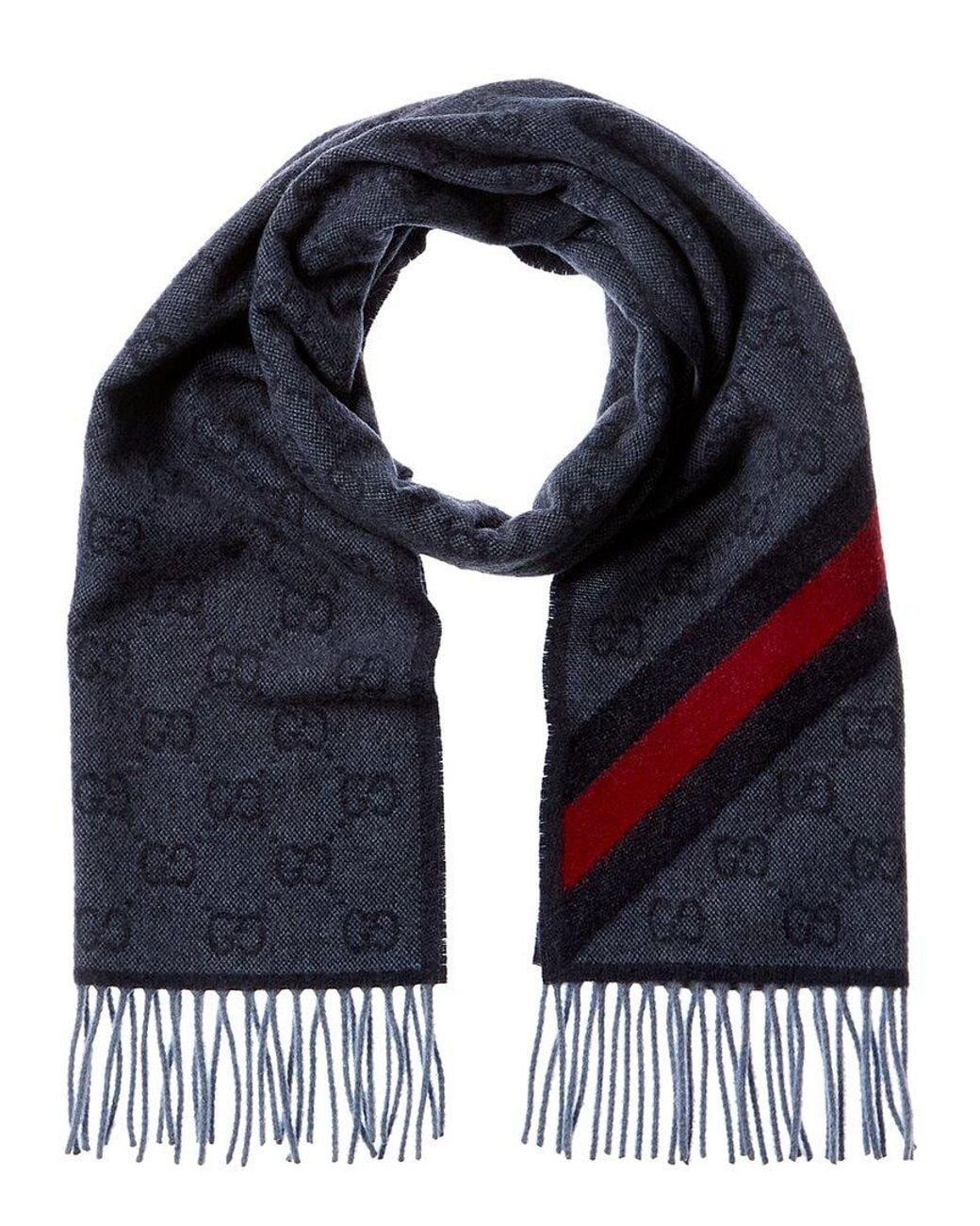 Gucci Blue GG Web Nikky Wool Scarf
