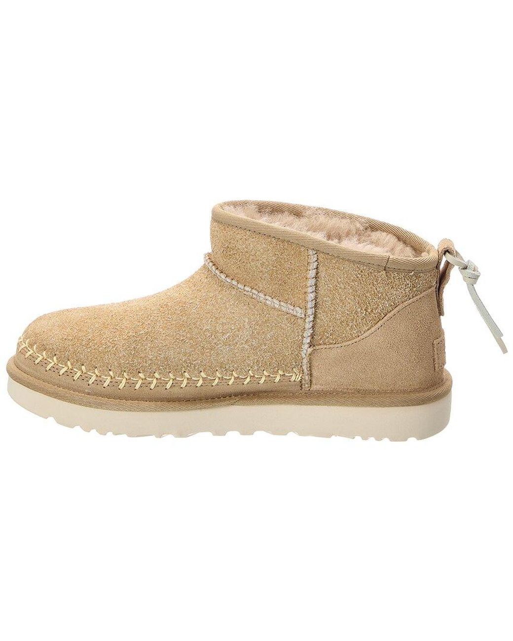 Ugg Natural W Classic Ultra Mini Biarritz Suede Bootie
