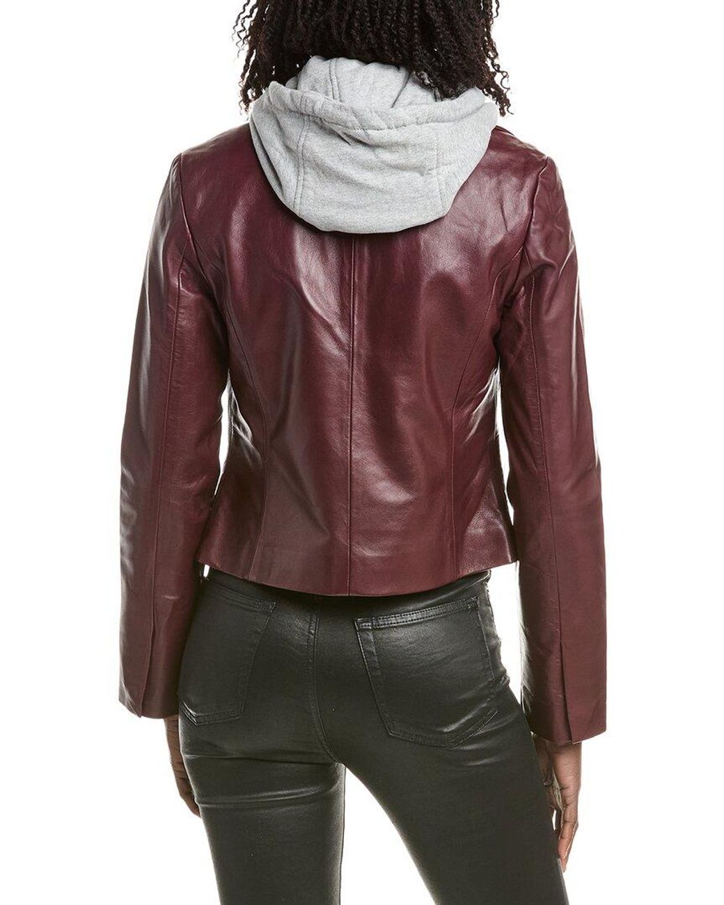 Lamarque Red Removable Bib Leather Jacket