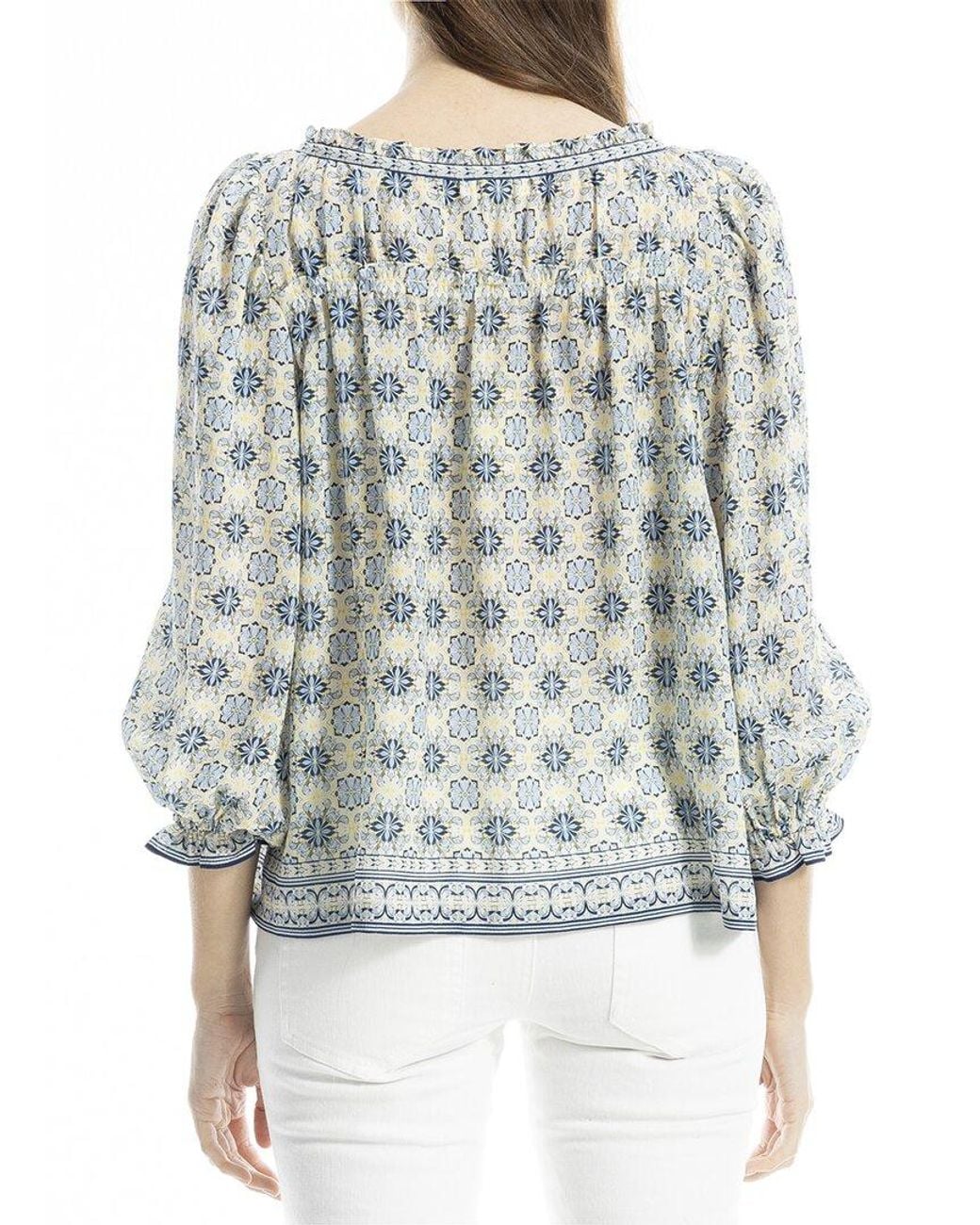 Max Studio Gray V-Neck Puff Sleeve Top