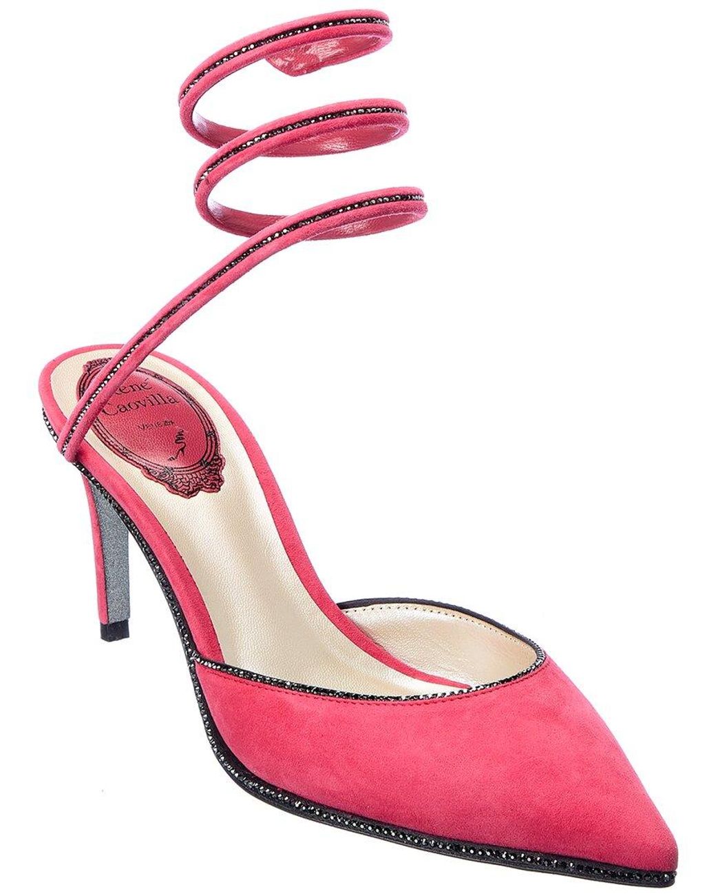 Rene Caovilla Pink Cleo Suede Pump