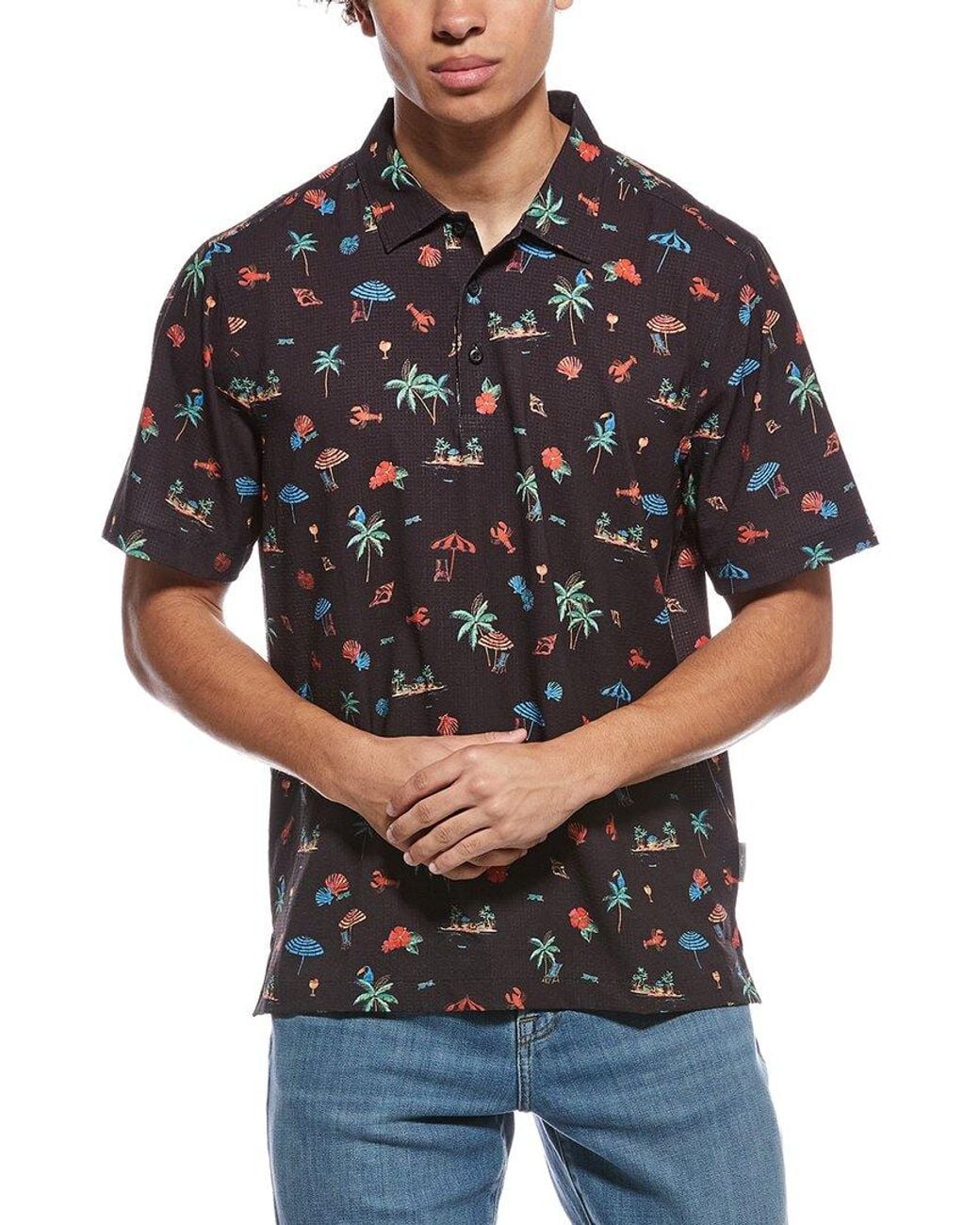 Tommy Bahama Gray Bahama Coast Palm Villa Islandzone Polo Shirt for men