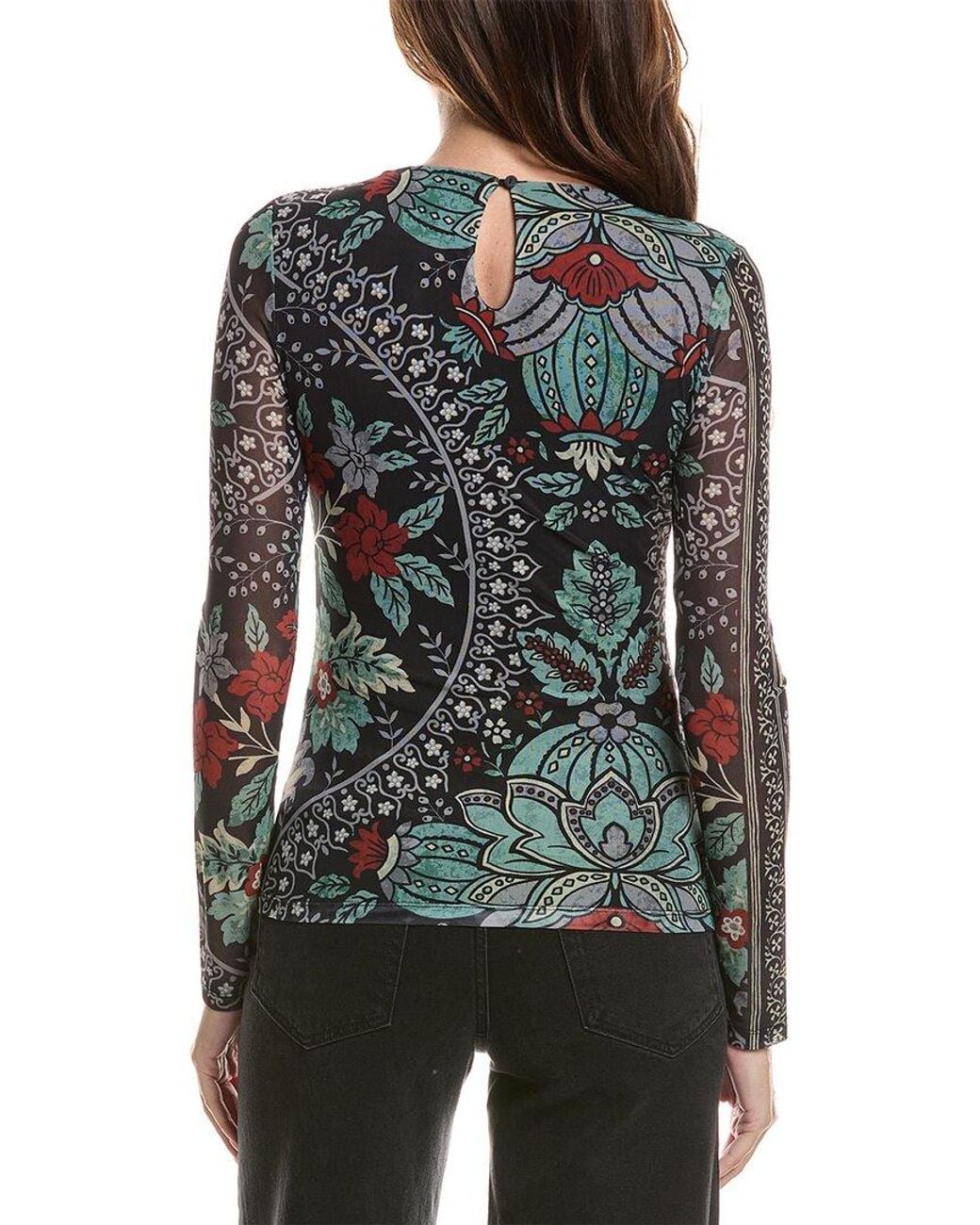 Tahari Gray The Delilah Mesh Top