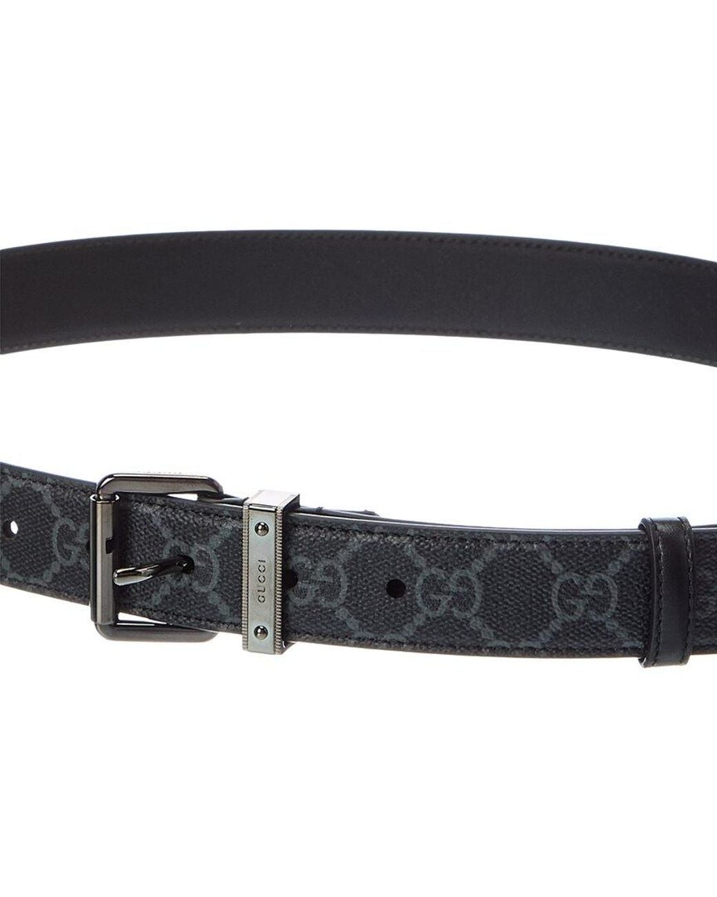 Gucci Blue Reversible Gg Supreme Canvas & Leather Belt for men