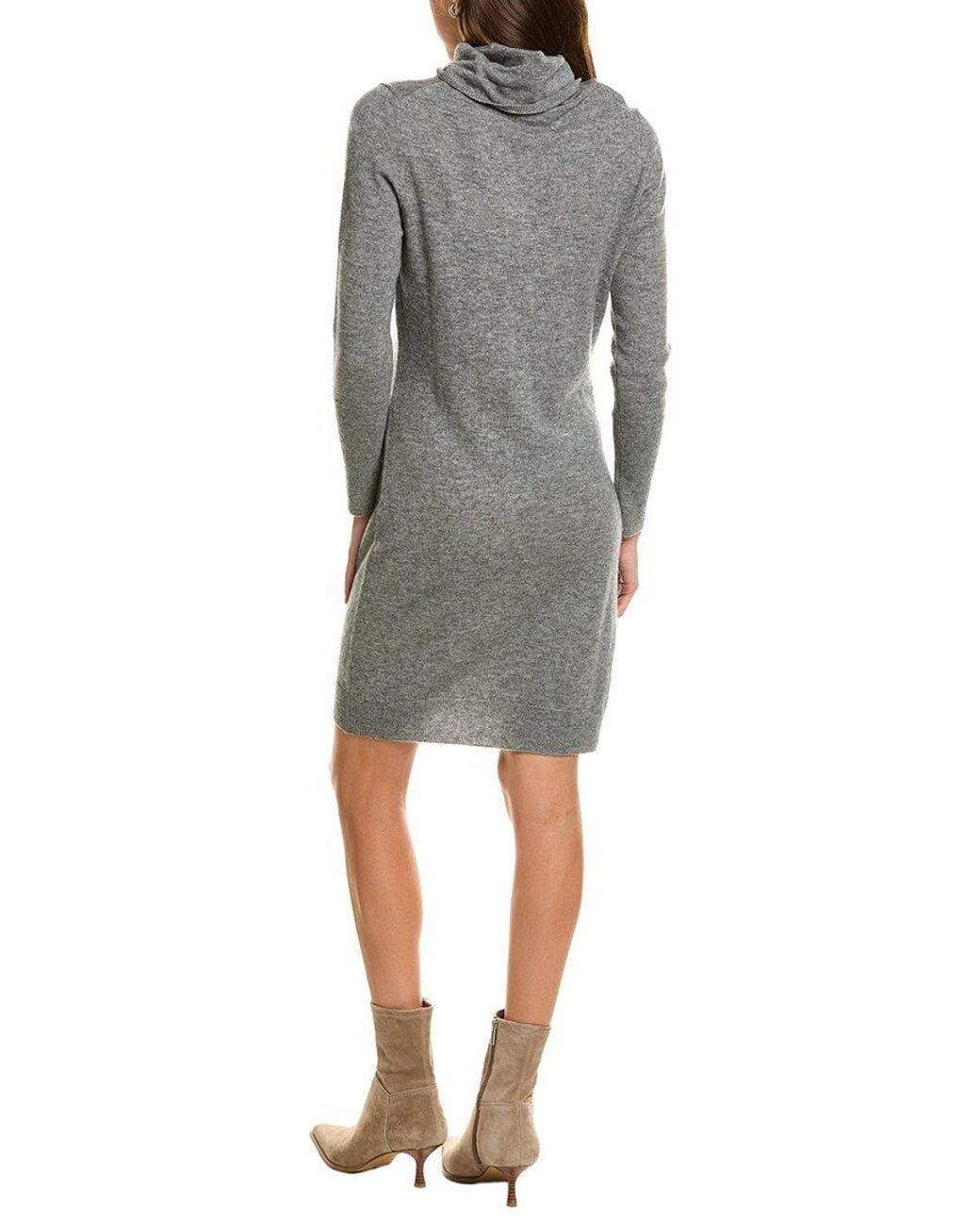 Forte Gray Turtleneck Wool & Cashmere-Blend Sweaterdress
