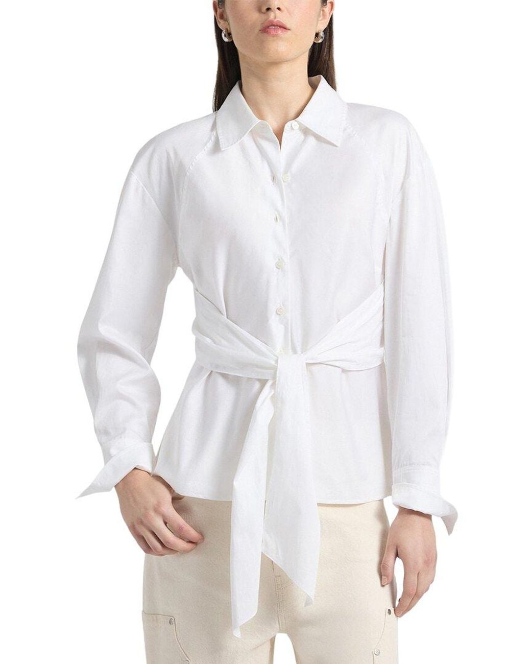 10 Crosby Derek Lam White Carmine Wrap Top