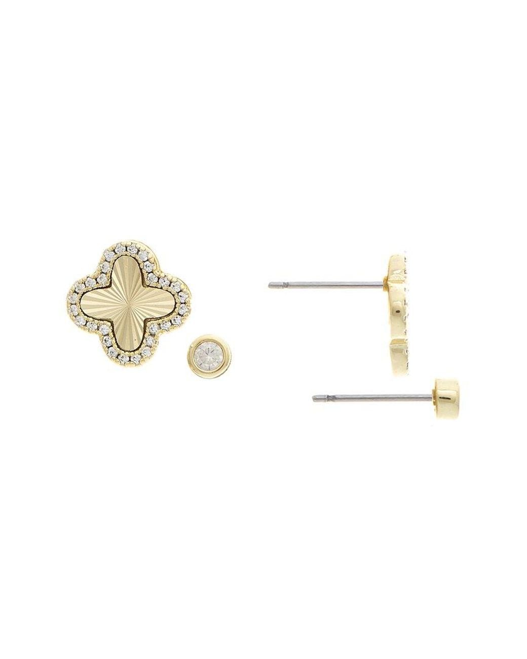 Rivka Friedman Metallic 18K Plated Cz Clover Earrings