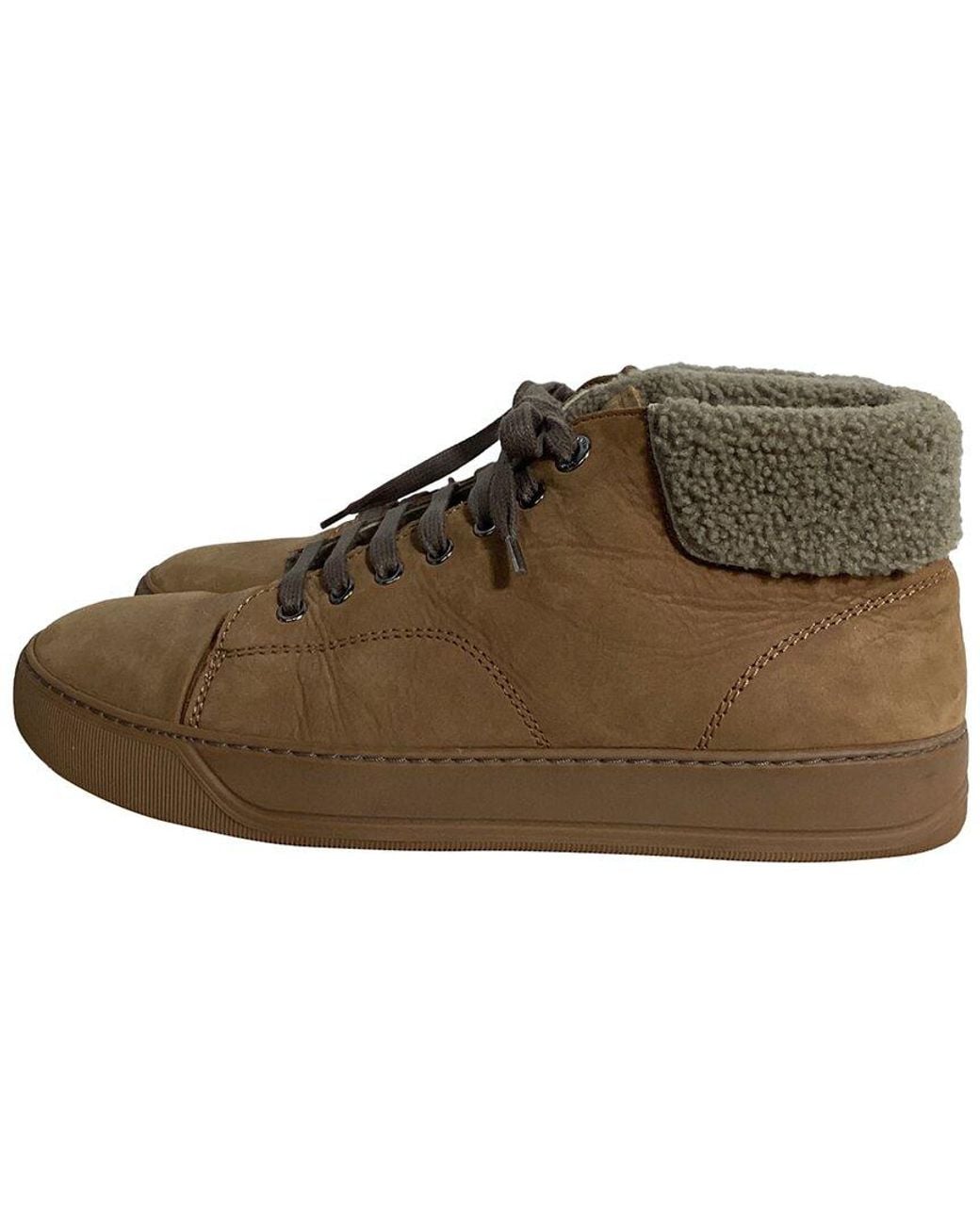 Lanvin Brown Suede Shear-lined High-top Sneaker (authentic Pre-loved) for men