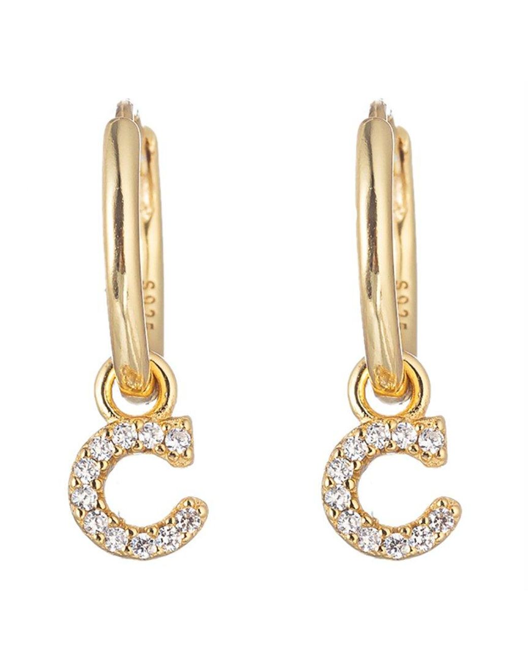 Eye Candy LA Metallic Luxe Collection Silver Cz Initial Huggie Earrings (a-z)
