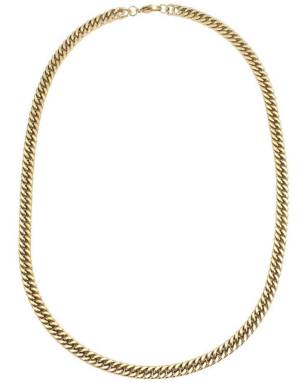 Adornia Metallic Tarnish Resistant 18K Plated 7Mm Cuban Chain Necklace
