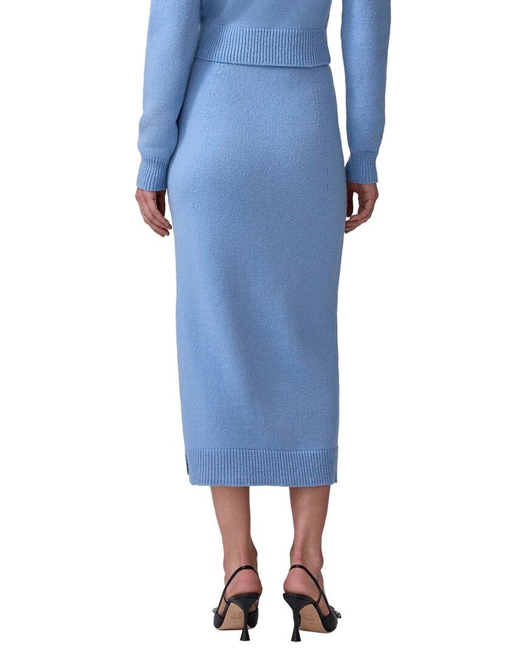 Carolina Herrera Blue Wool & Cashmere-Blend Pencil Skirt