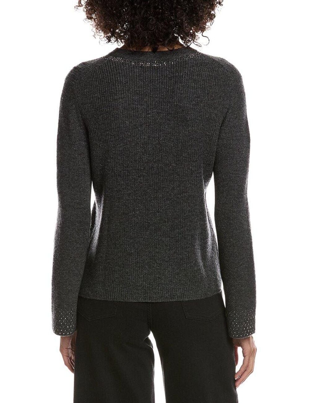 Forte Black Studded Wool & Cashmere-Blend Sweater