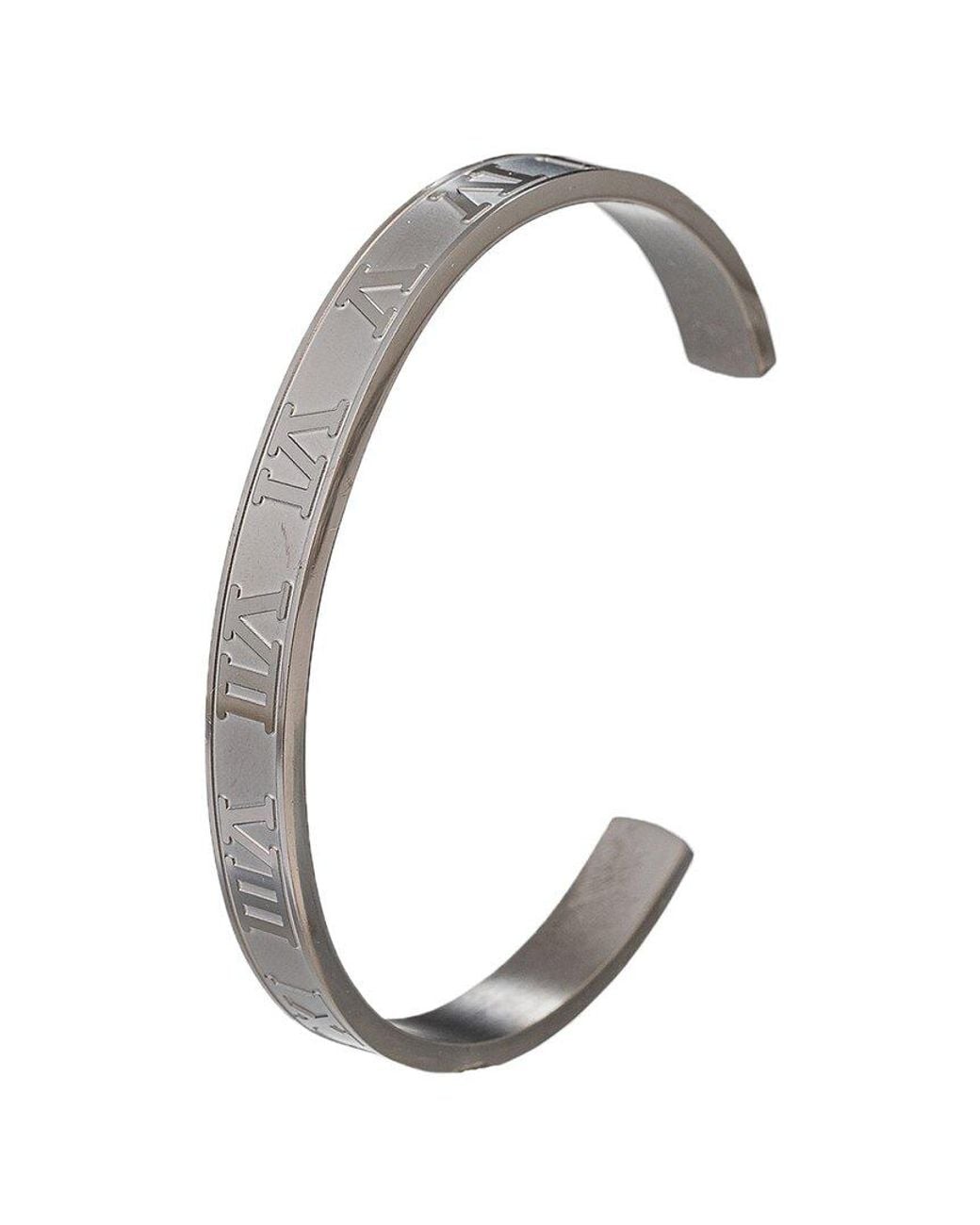 Eye Candy LA White The Bold Collection Titanium Roman Numeral Cuff Bracelet