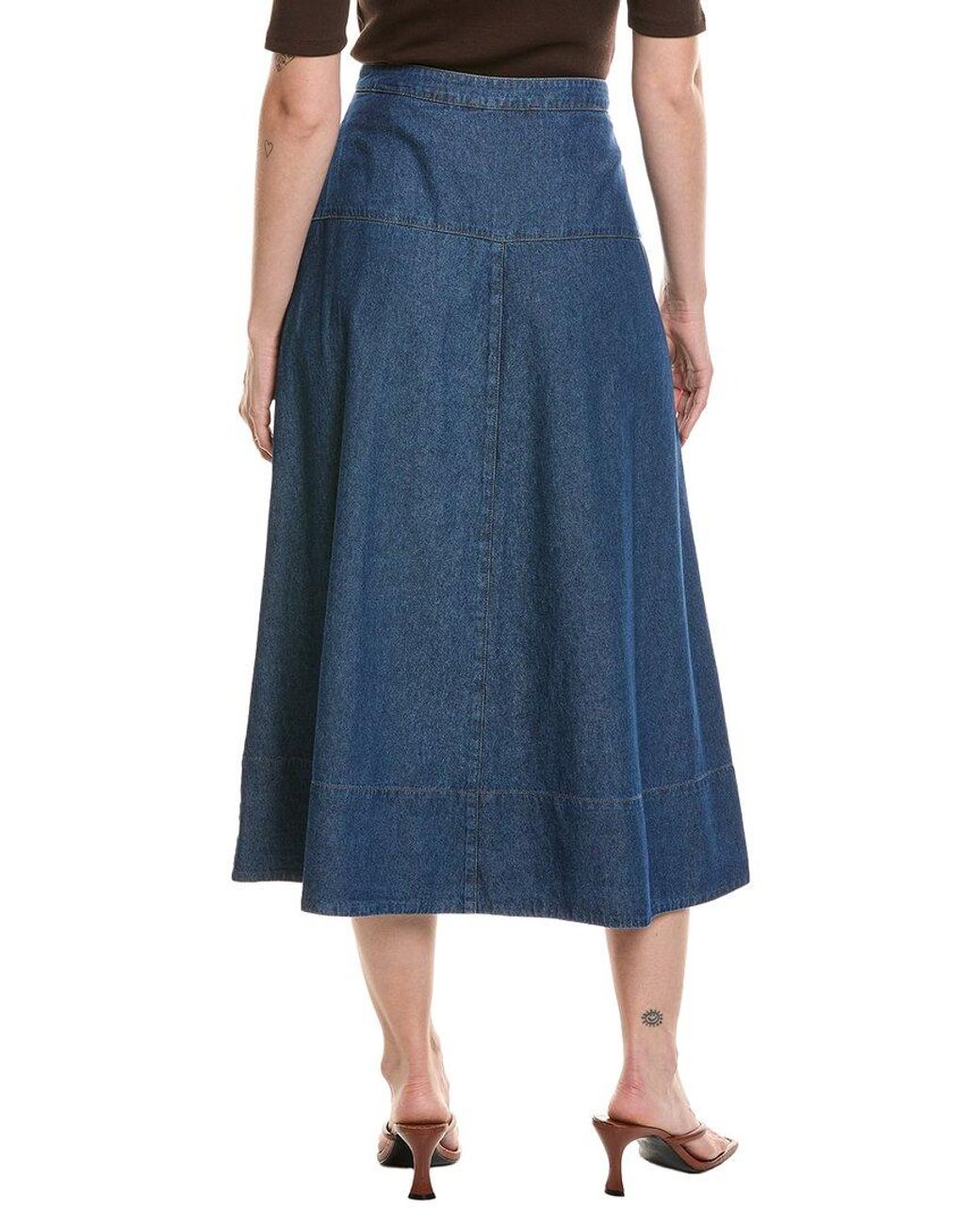 Anne Klein Blue Button Front Midi Skirt