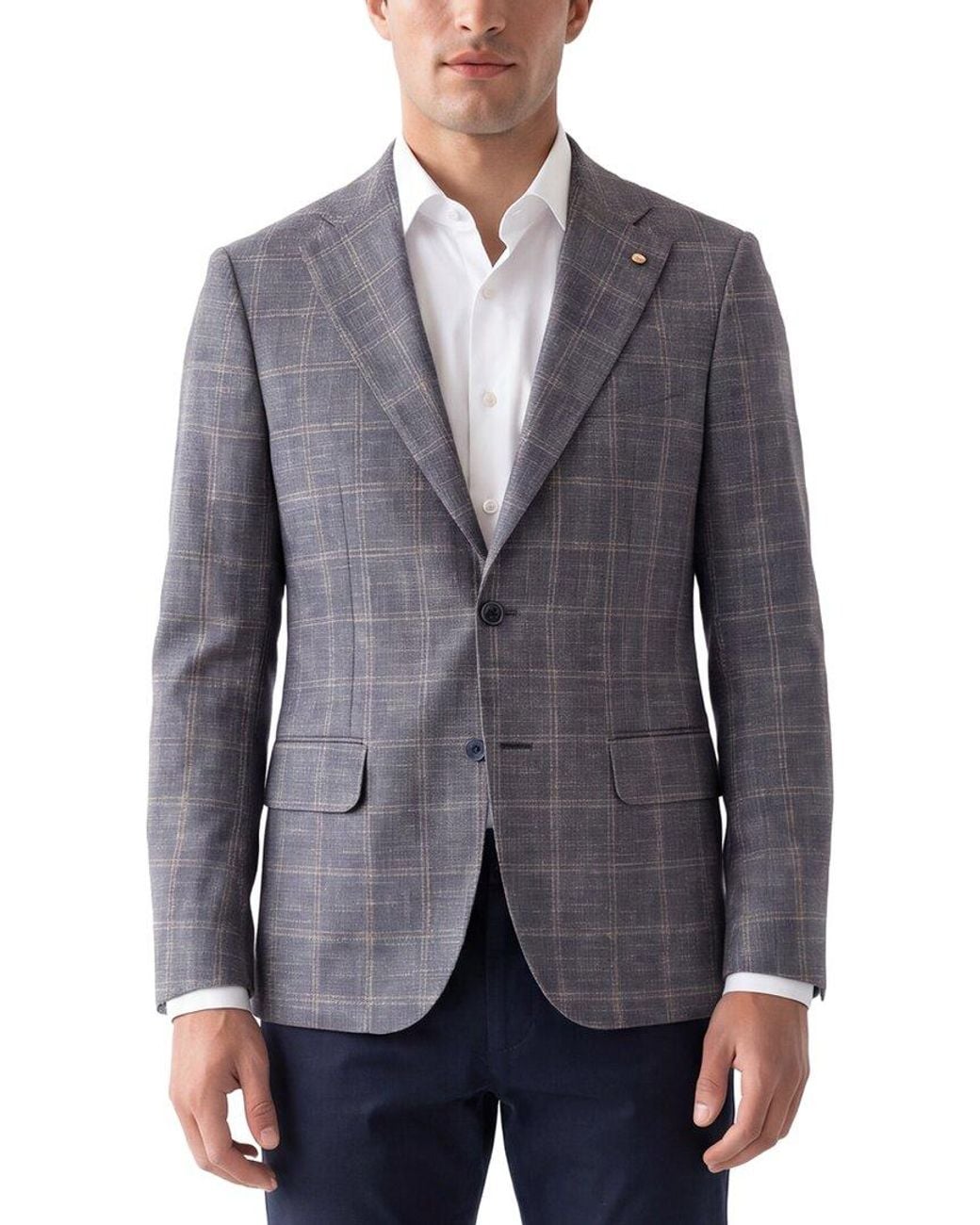 Corneliani Blue Cc Collection Retailored Linen-Blend Jacket for men