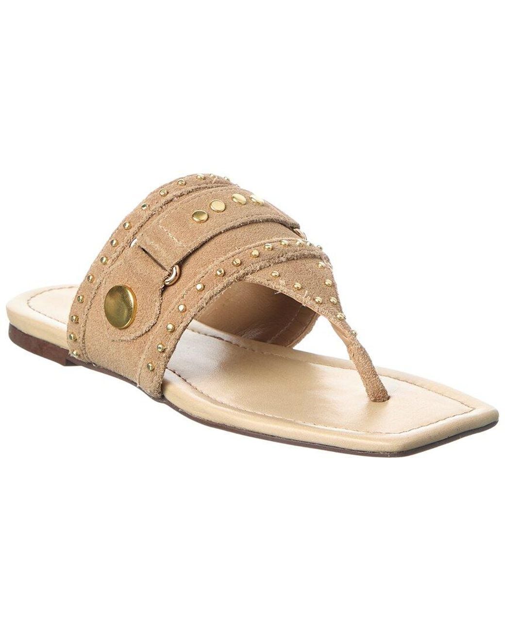 SCHUTZ SHOES White Aria Suede Thong Flat Sandal