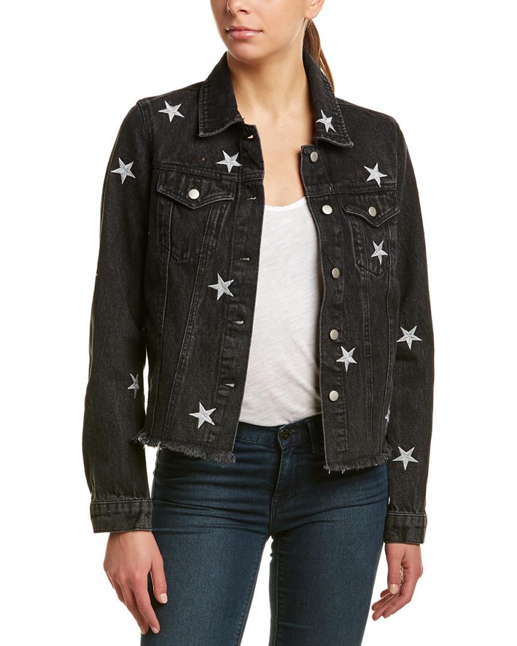 Honey Punch Star Denim Jacket in Black 