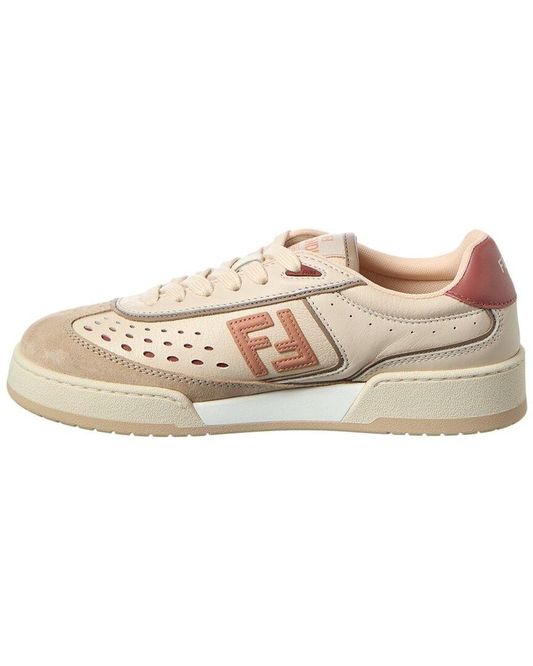 Fendi White Match Leather & Suede Sneaker