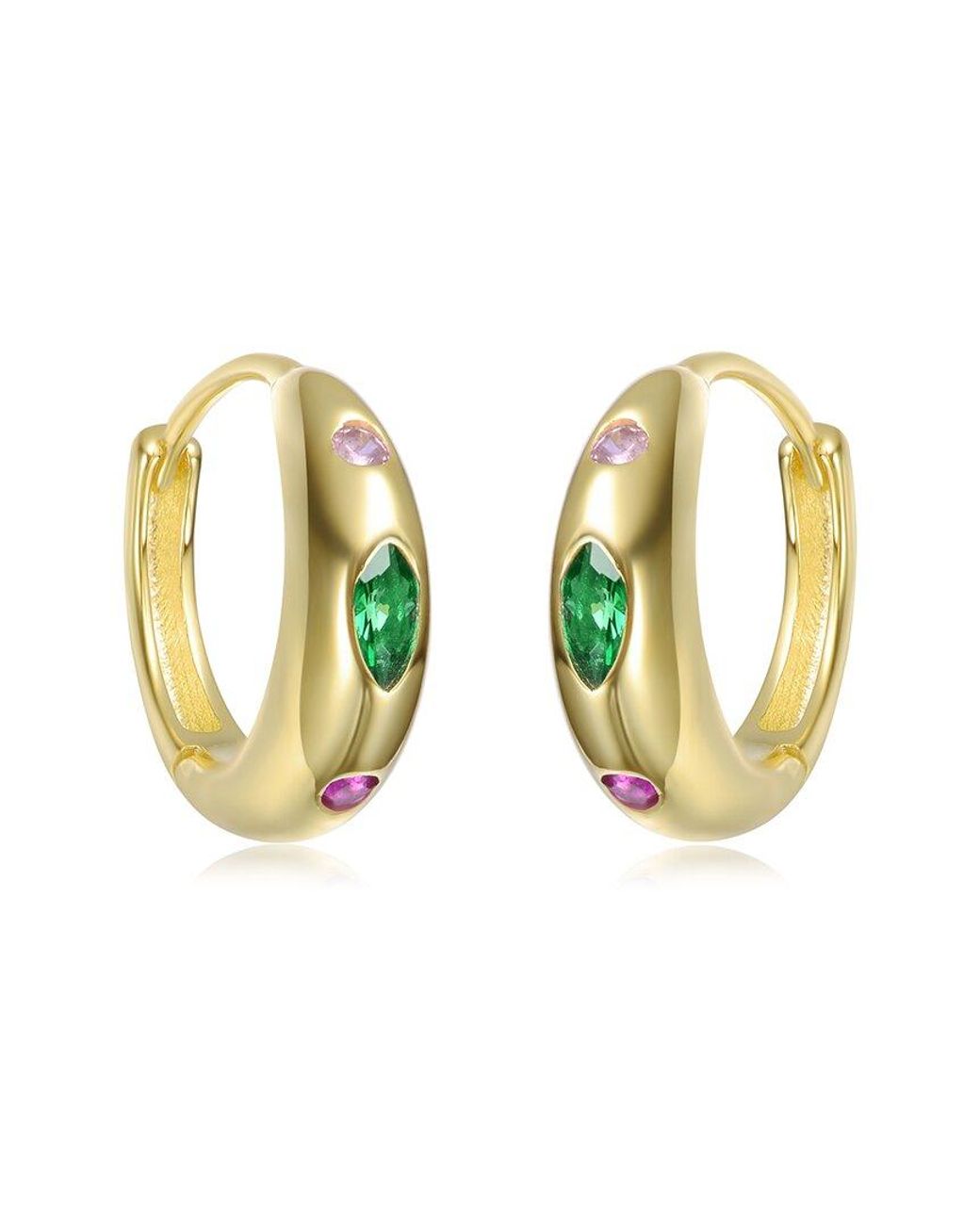 Rachel Glauber Green 14K Plated Cz Hoop Earrings