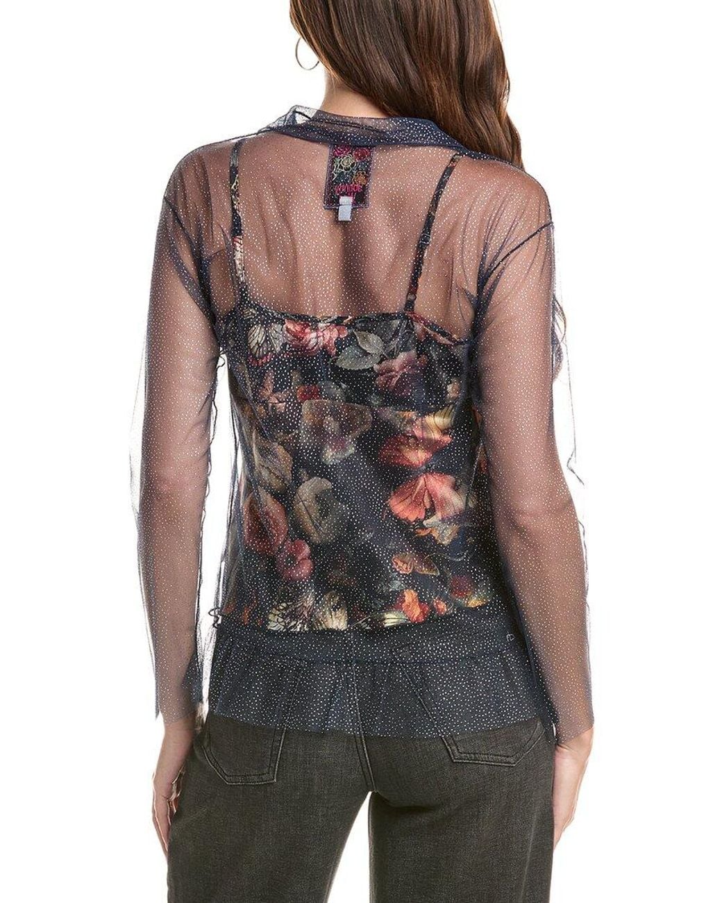 Johnny Was Multicolor Mazzy Button-Down Ruffle Shirt
