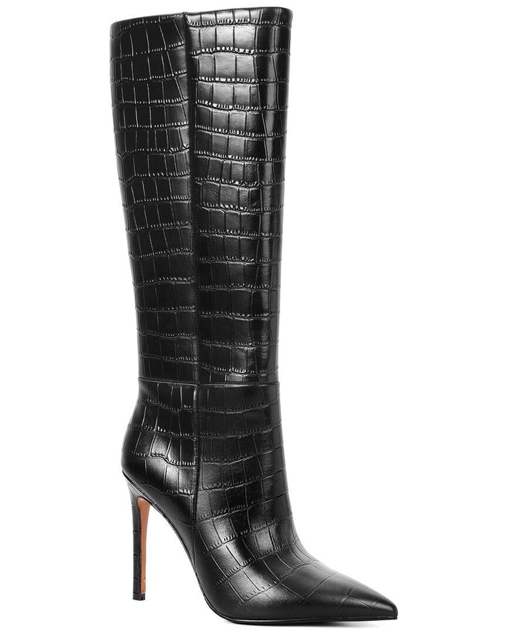 Tiffany & Fred Paris Black Embossed Leather Boot