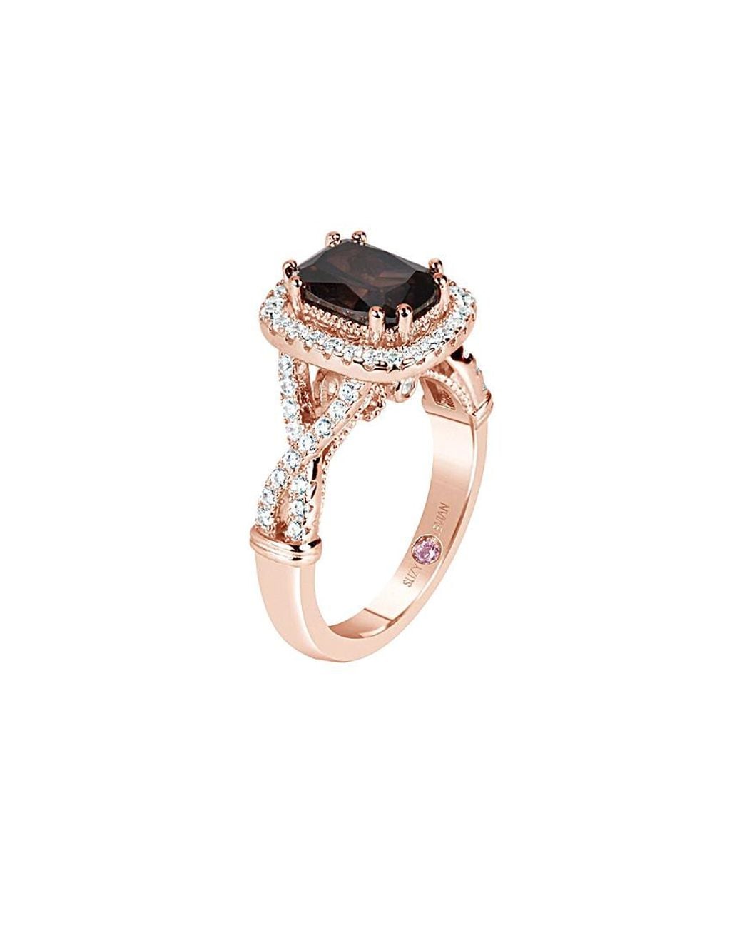Suzy Levian White Rose Gold Vermeil Cz Ring